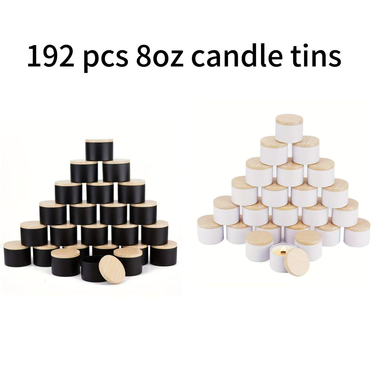 Candle Vessel Supplies - Pot de Bougie Noir/Blanc avec Vide,